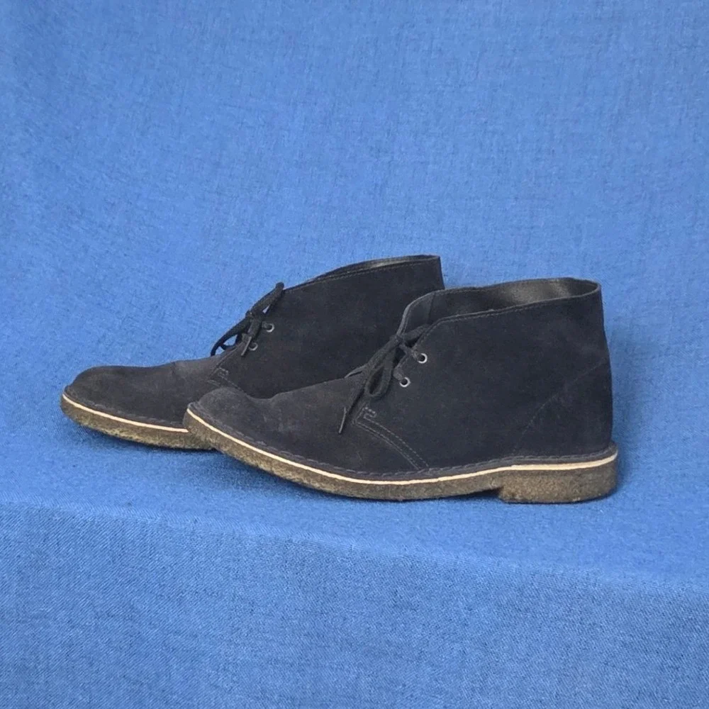 Clarks Originals Men's Desert Boots Black Suede Crepe Sole Size 9 Retro Hipster
